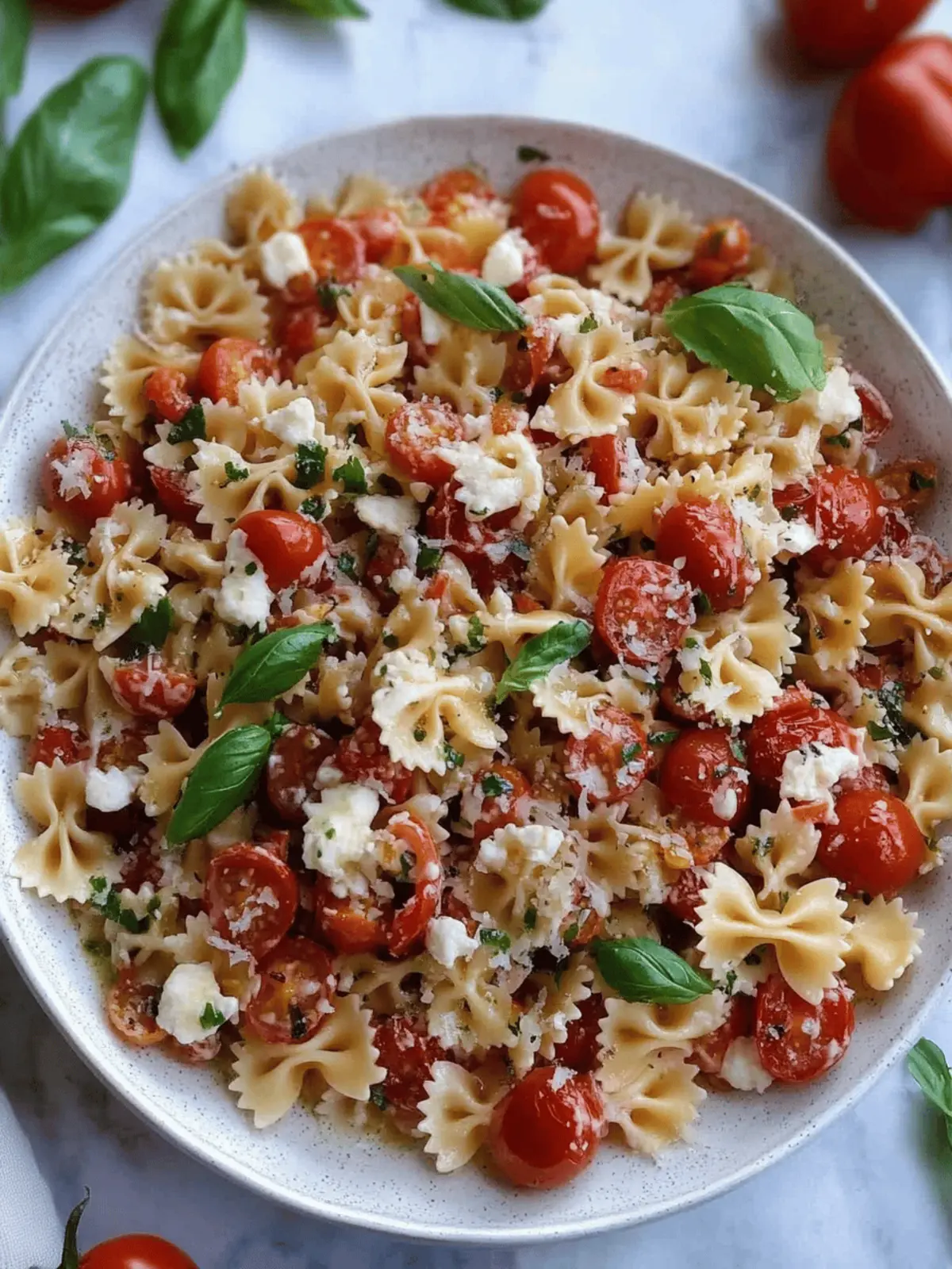Cherry Tomato Bruschetta Pasta Salad