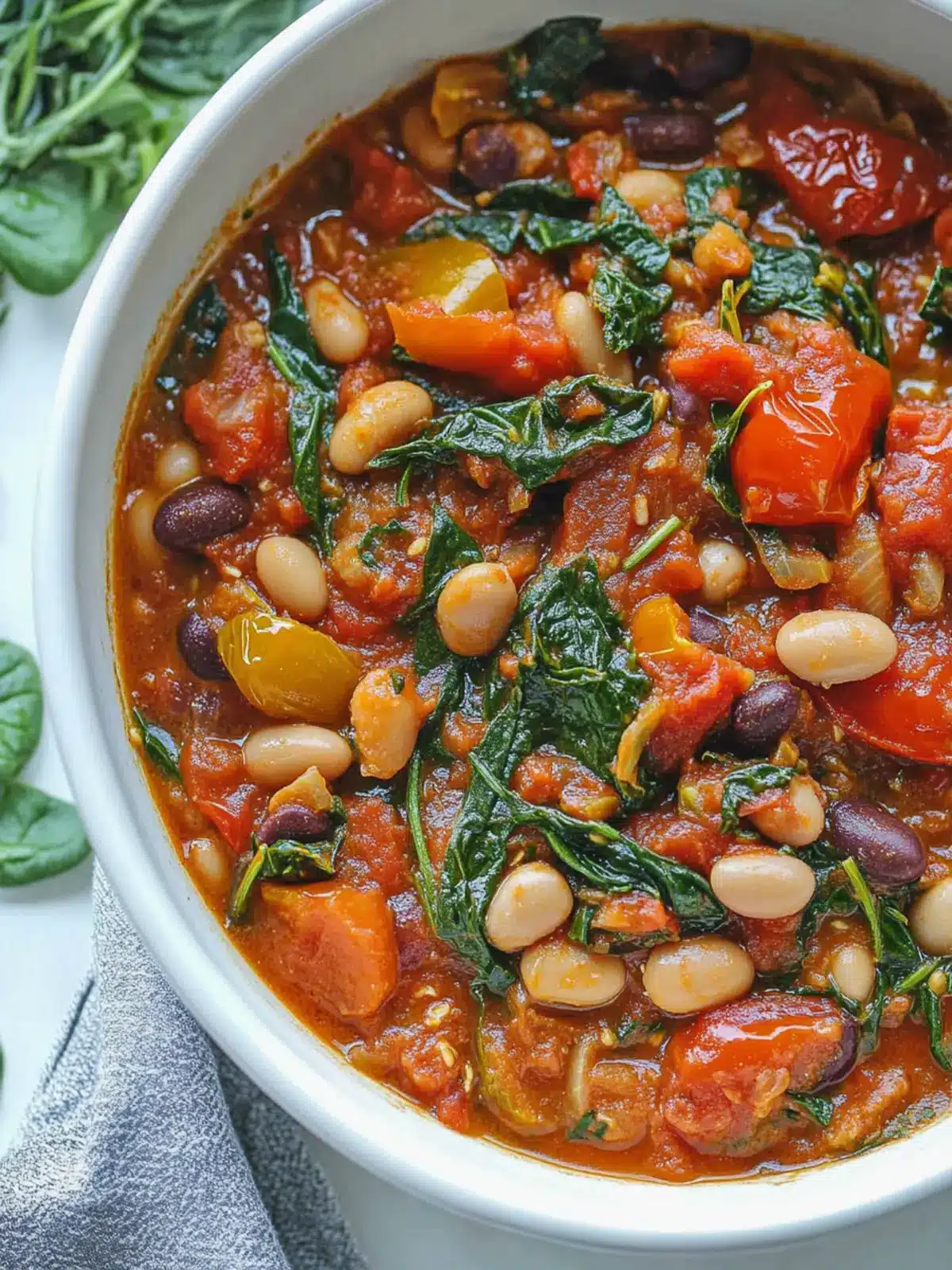 Savory Roasted Tomato, White Bean and Spinach Stew Delight 5 Roasted Tomato, White Bean and Spinach Stew