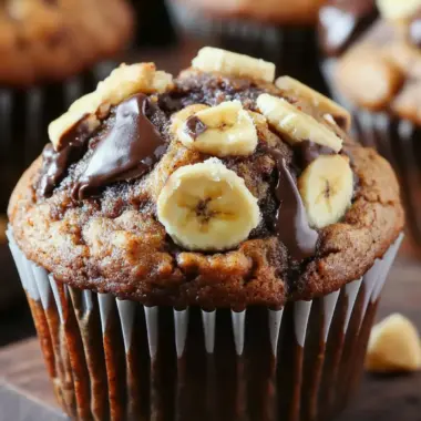 Chocolate Peanut Butter Banana Muffins