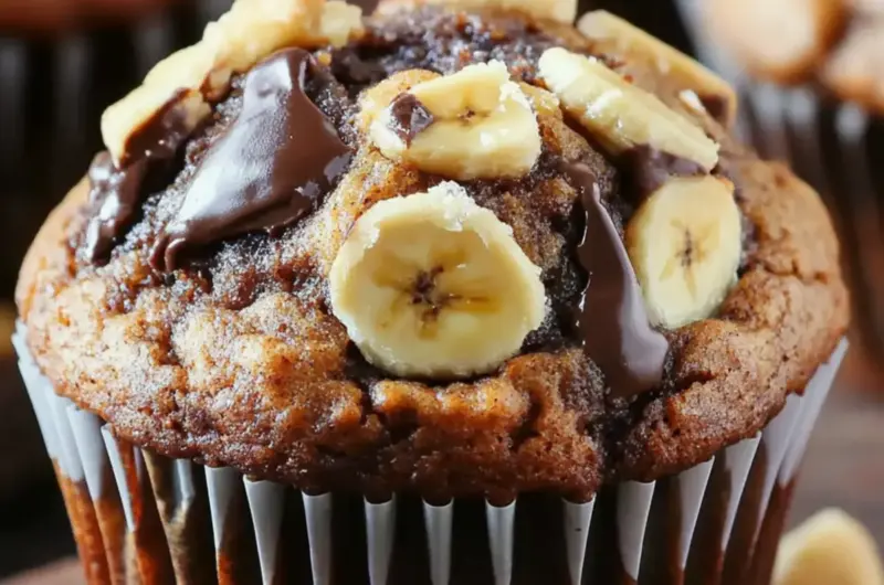 Chocolate Peanut Butter Banana Muffins