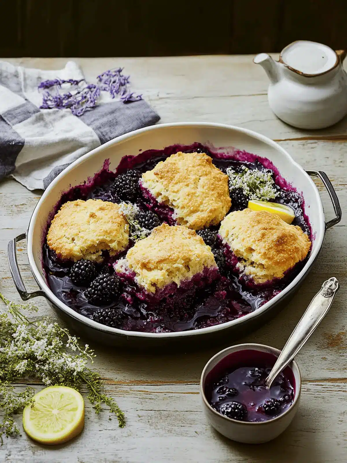 Blackberry Cobbler with Cornmeal Biscuits and Lemon Zest