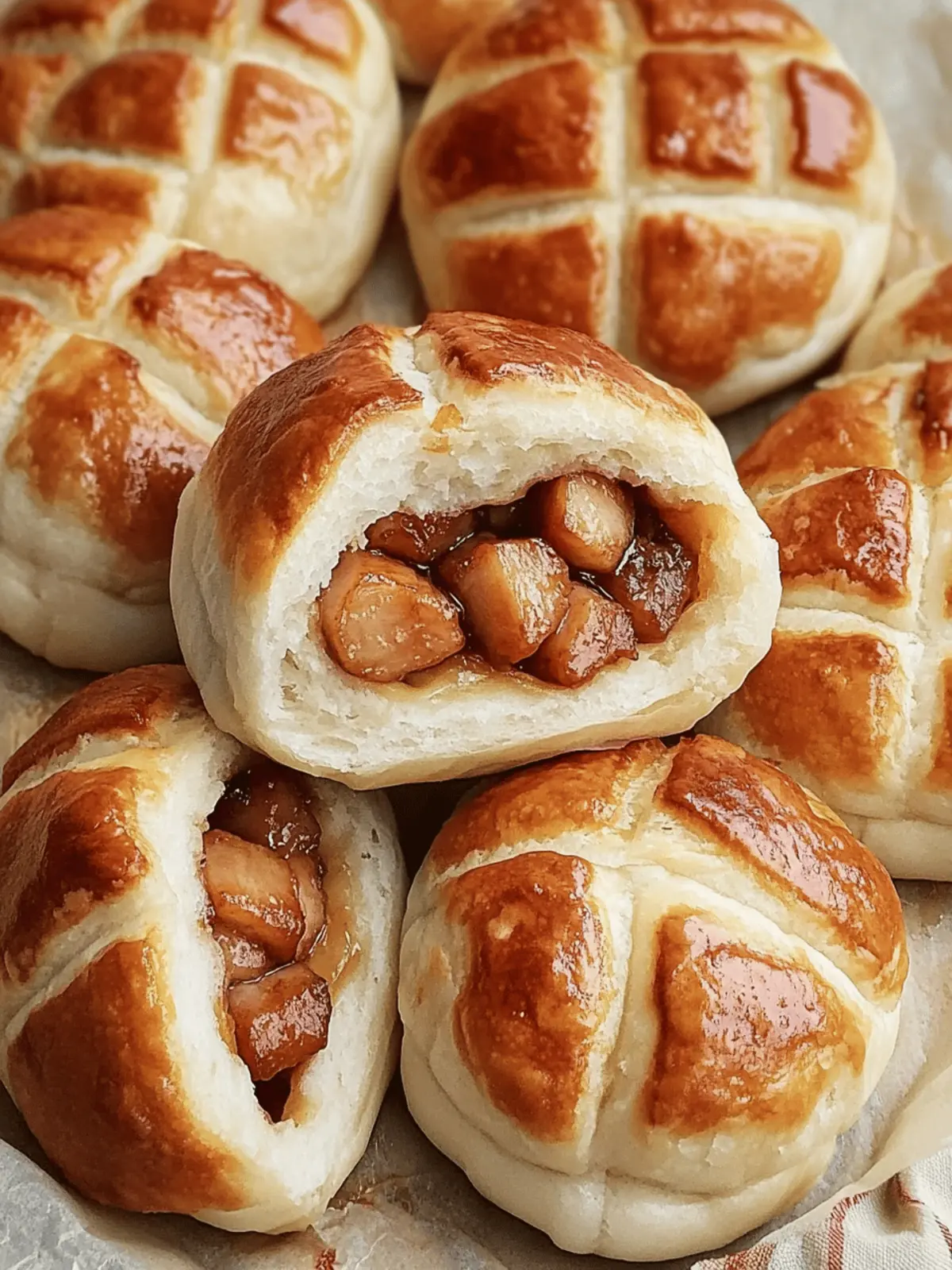 Delicious Chinese Pineapple Buns with Char Siu Pork Recipe 2 Chinese Pineapple Buns with Char Siu Pork