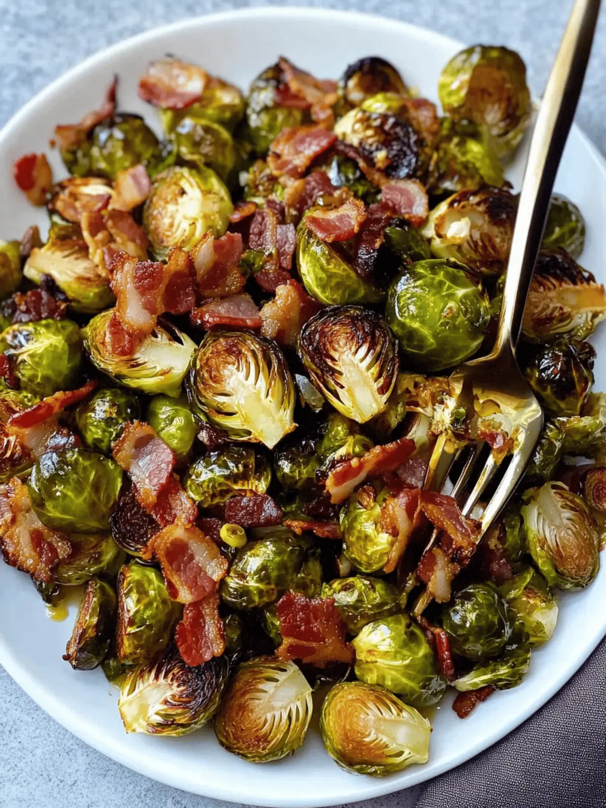 Roasted Brussels Sprouts with Maple Syrup & Bacon