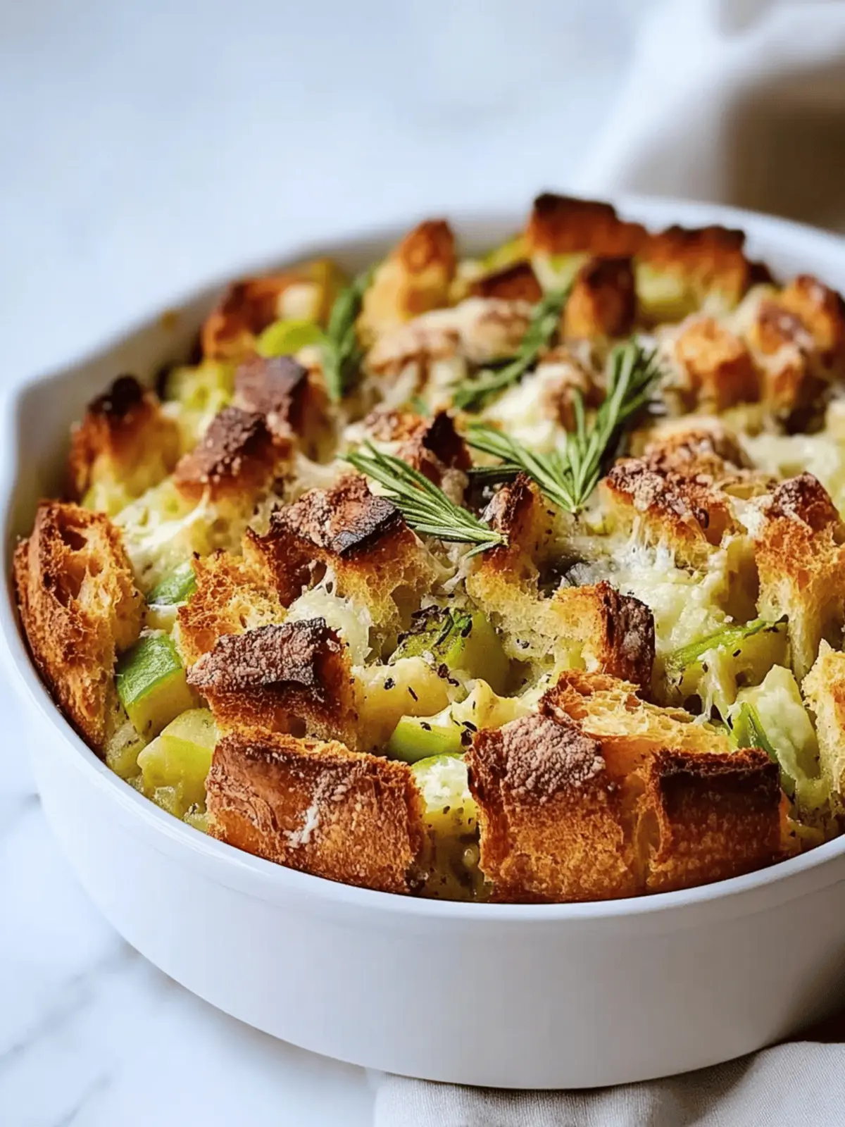 Savory Gruyere and Leek Bread Pudding