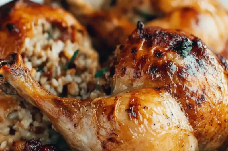 Cornish Hens with Apple-Cranberry Rice Stuffing