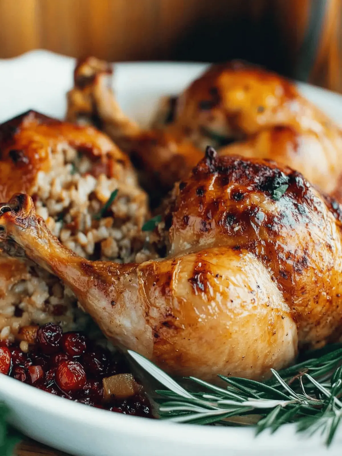 Cornish Hens with Apple-Cranberry Rice Stuffing