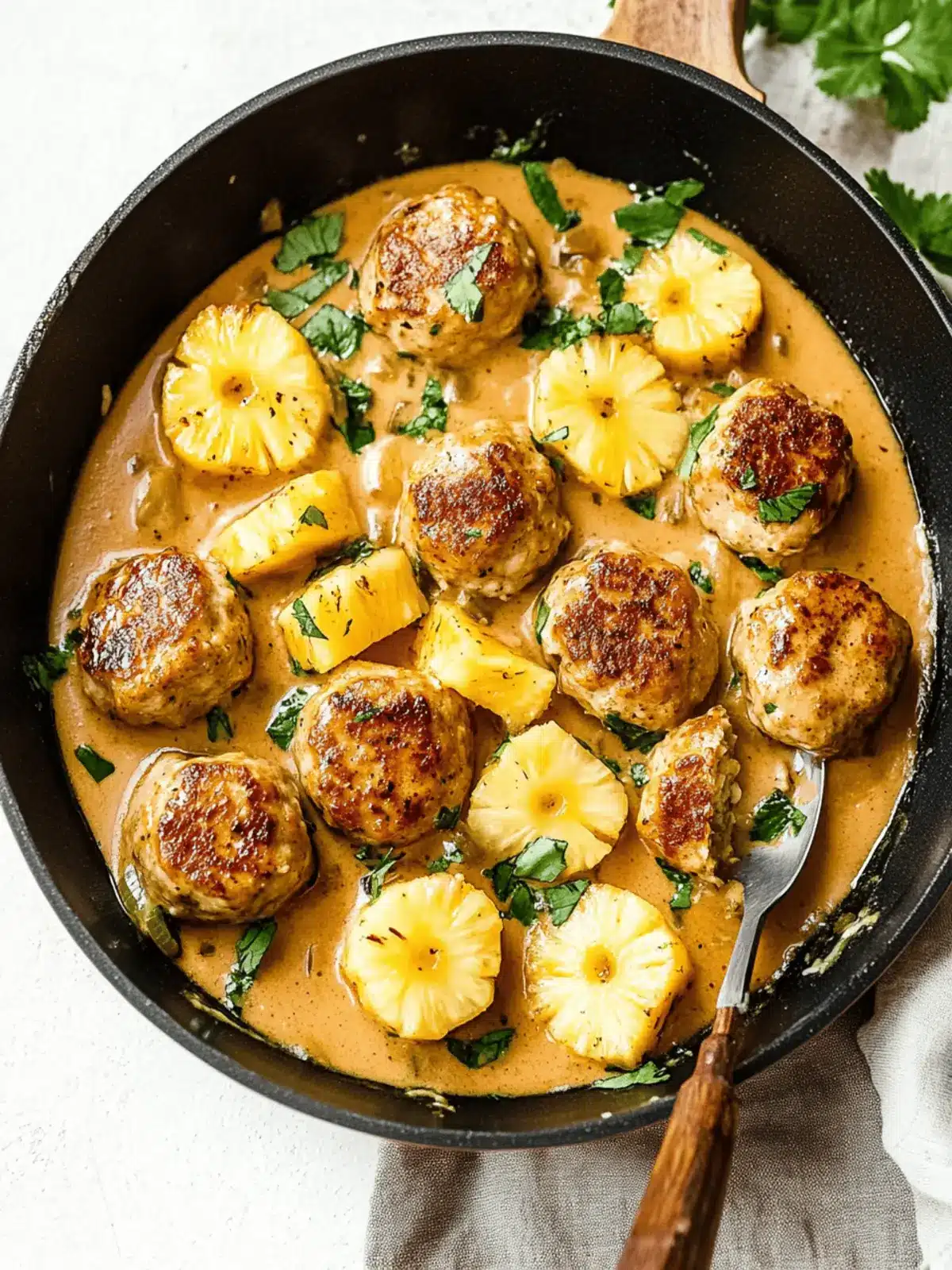 Savory Chicken Meatballs with Pineapple Coconut Sauce Delight 4 Chicken Meatballs with Pineapple Coconut Sauce