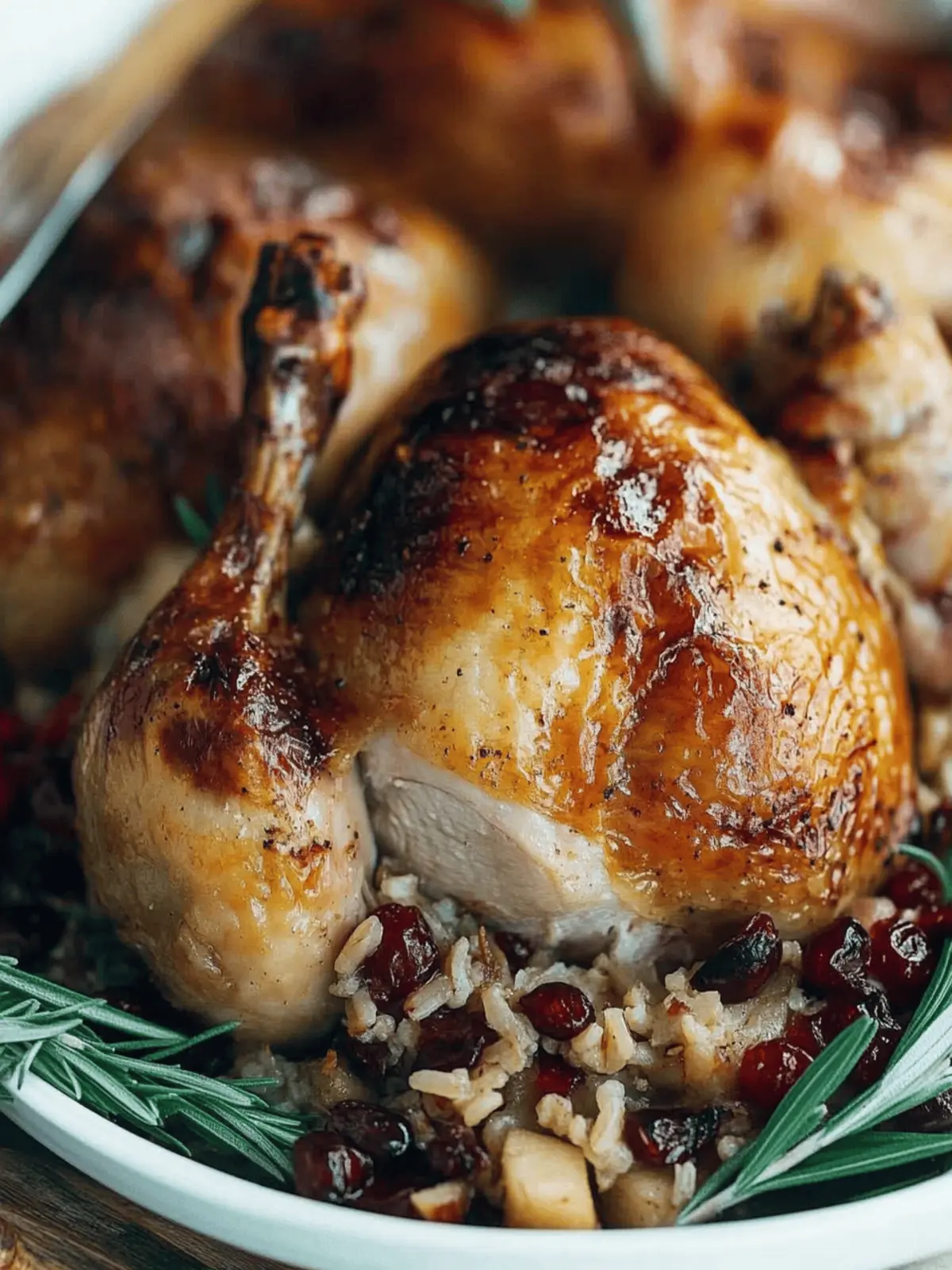 Cornish Hens with Apple-Cranberry Rice Stuffing