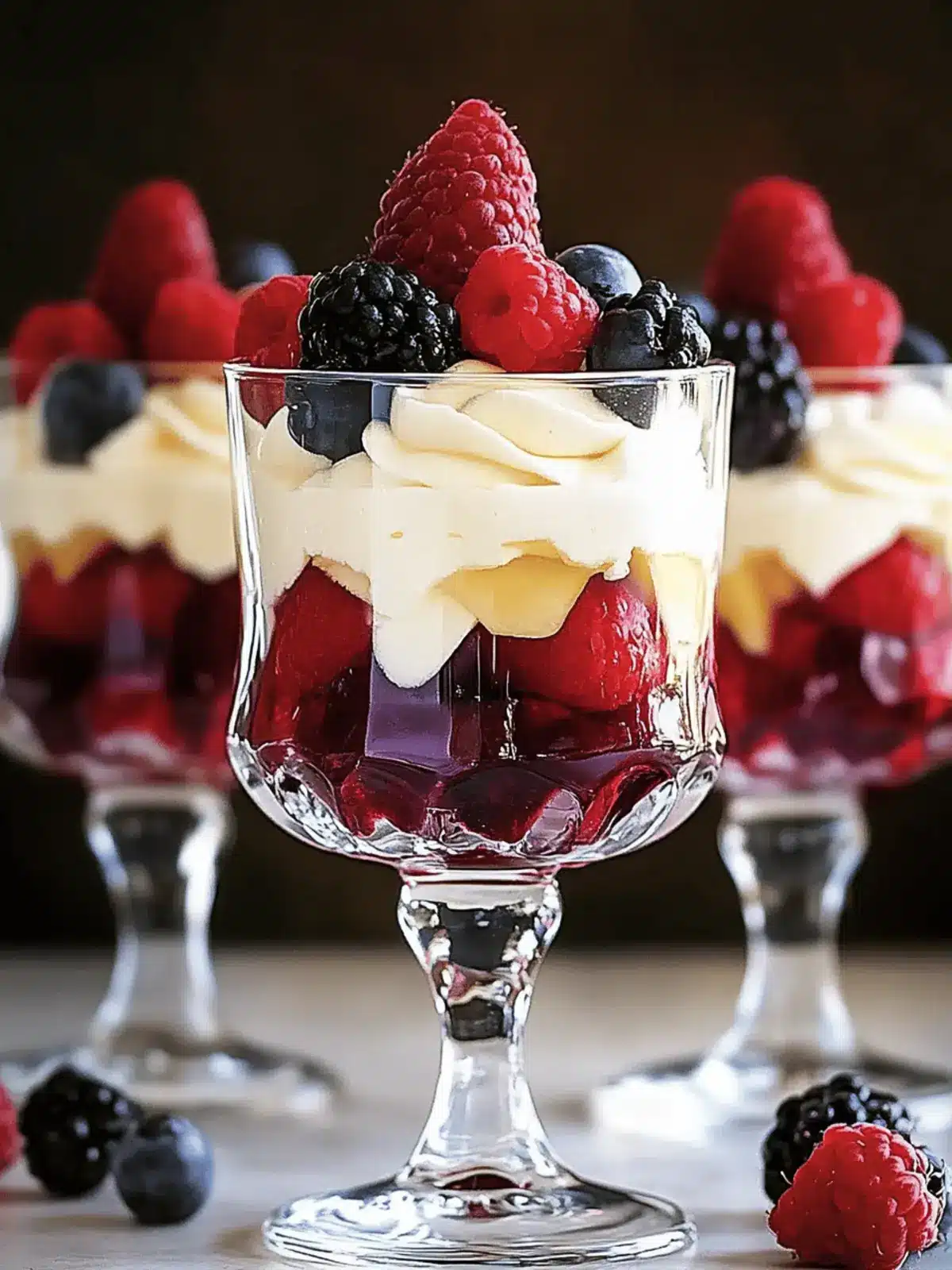 Mini Trifles with Fresh Fruits and Cream