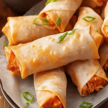 Oven-Baked Buffalo Chicken Egg Rolls