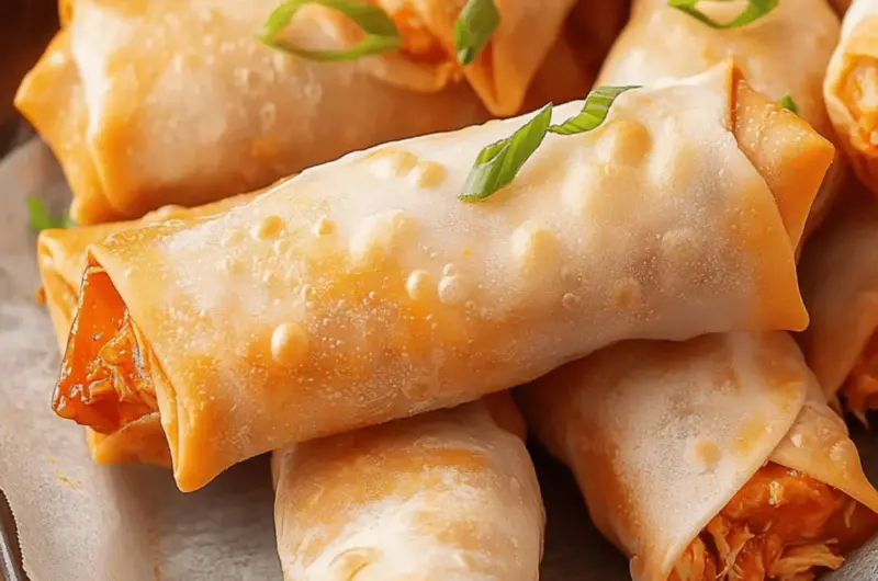 Oven-Baked Buffalo Chicken Egg Rolls
