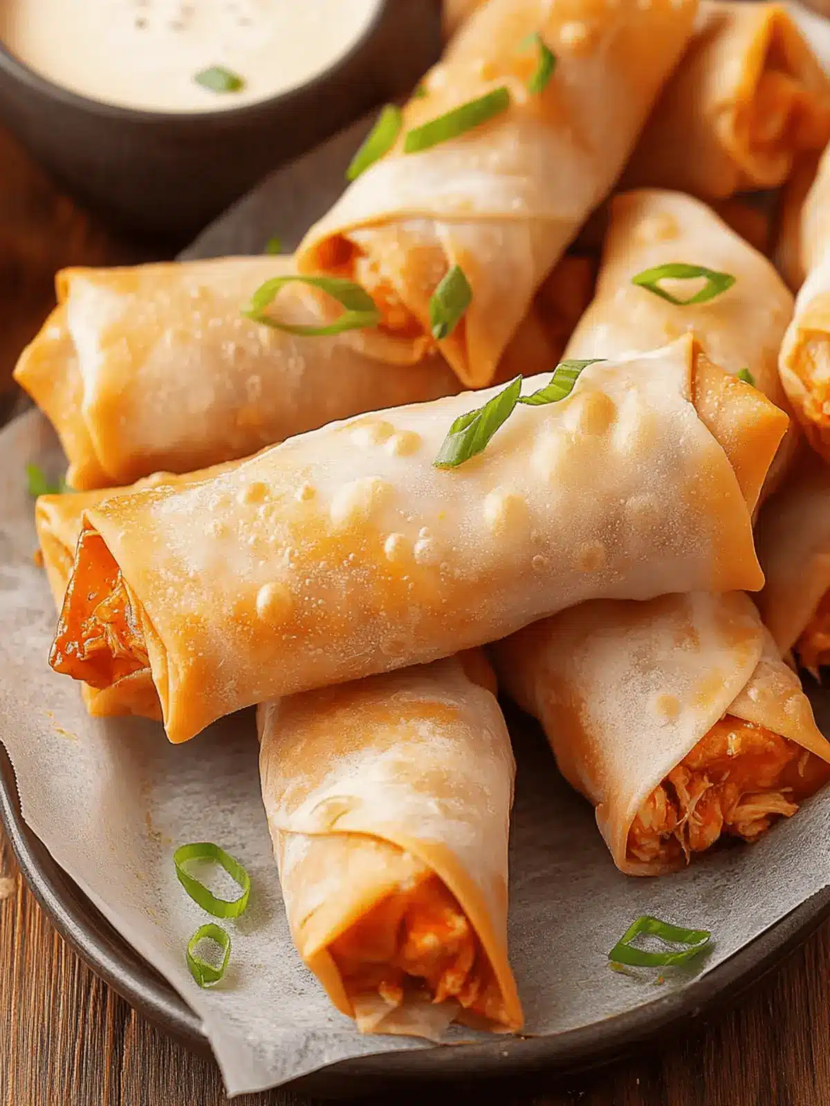 Oven-Baked Buffalo Chicken Egg Rolls