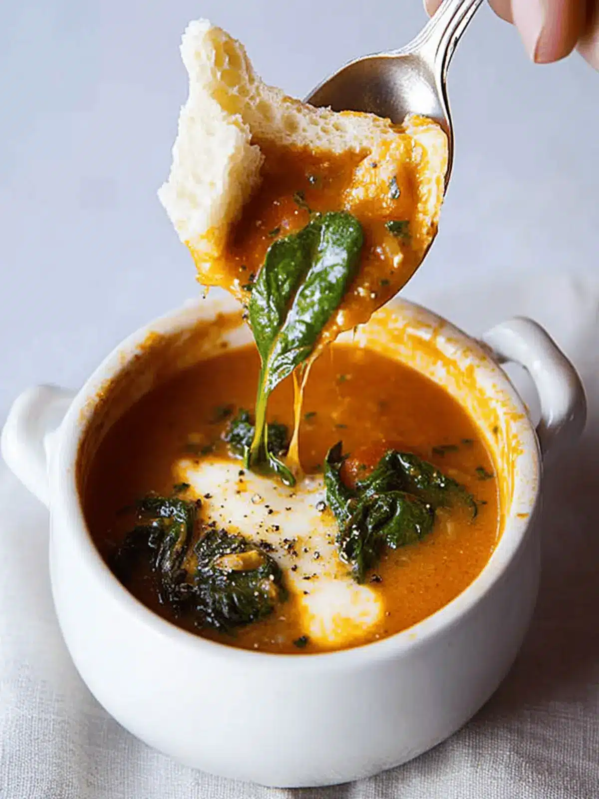 Caprese Tomato Spinach Soup