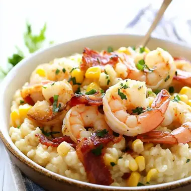 Shrimp and Corn Risotto with Bacon