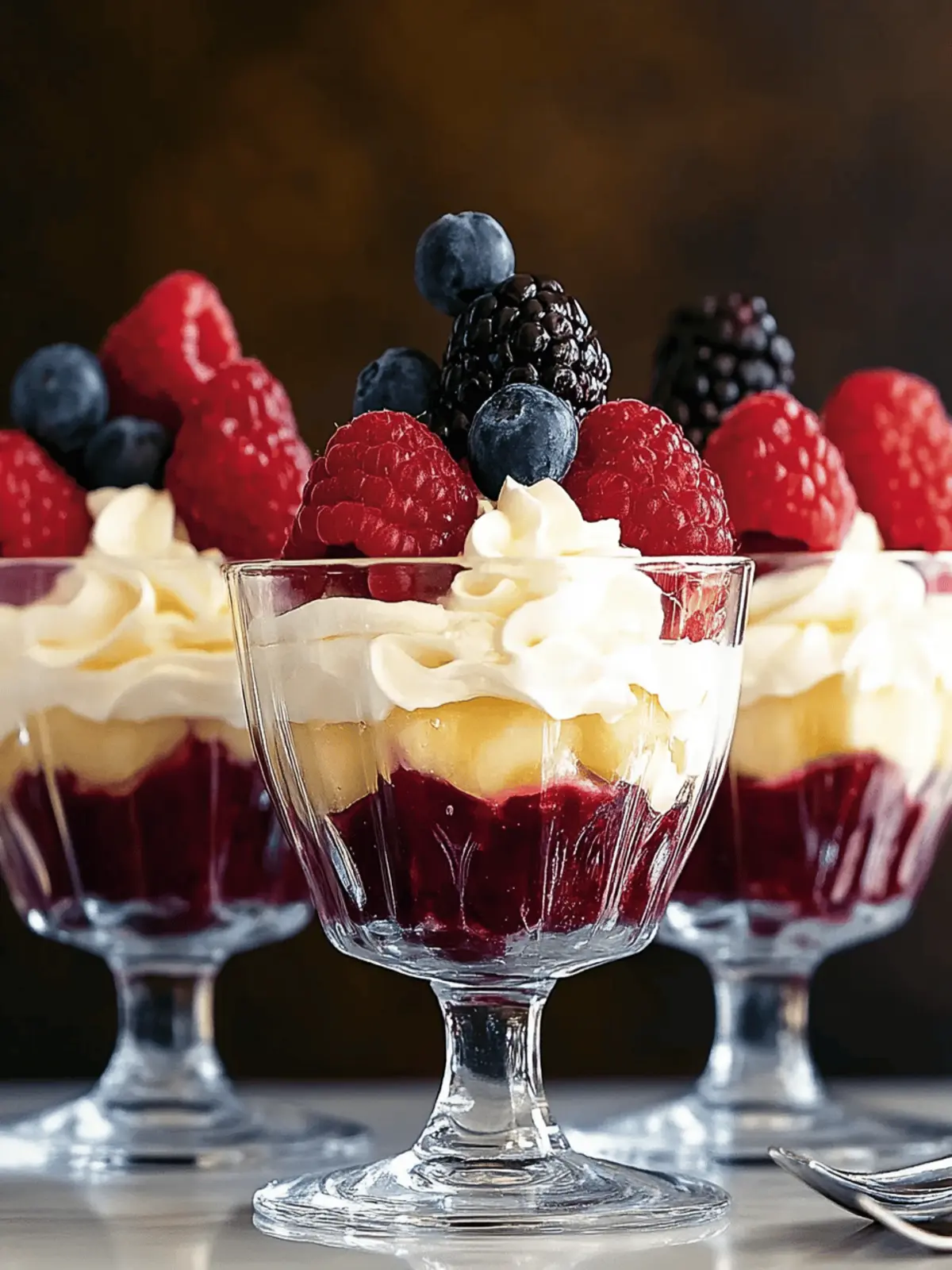 Mini Trifles with Fresh Fruits and Cream
