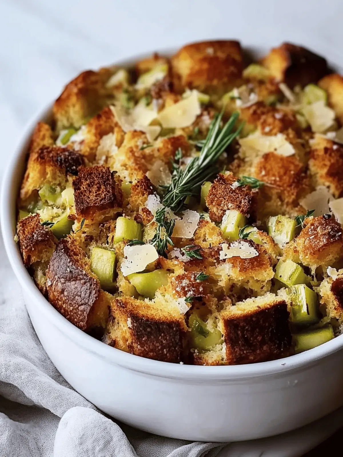 Savory Gruyere and Leek Bread Pudding