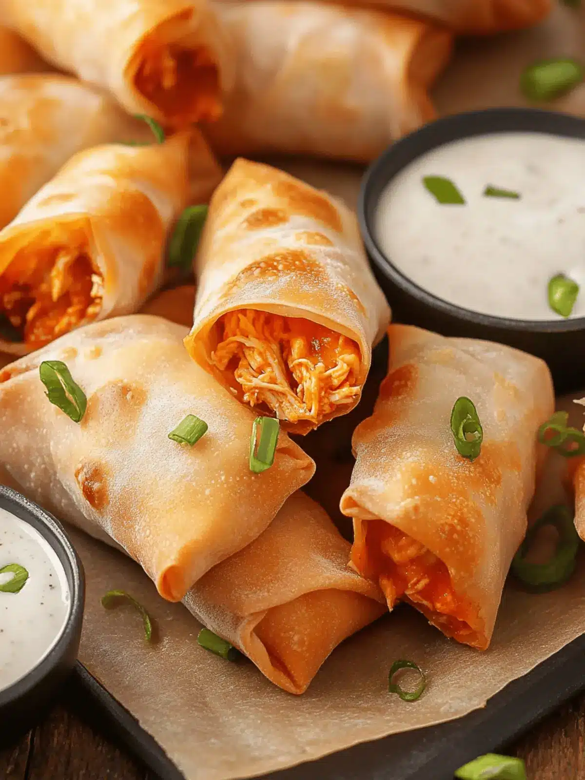 Oven-Baked Buffalo Chicken Egg Rolls