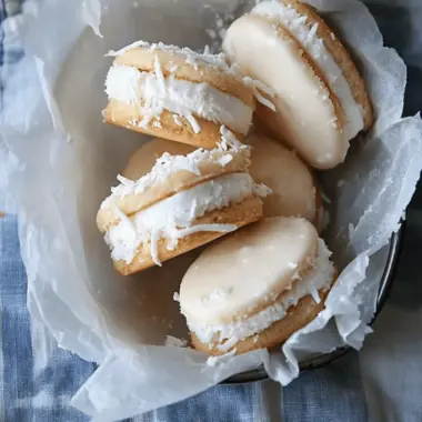 Coconut Shortbread Ice Cream Sandwiches