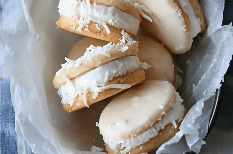 Coconut Shortbread Ice Cream Sandwiches