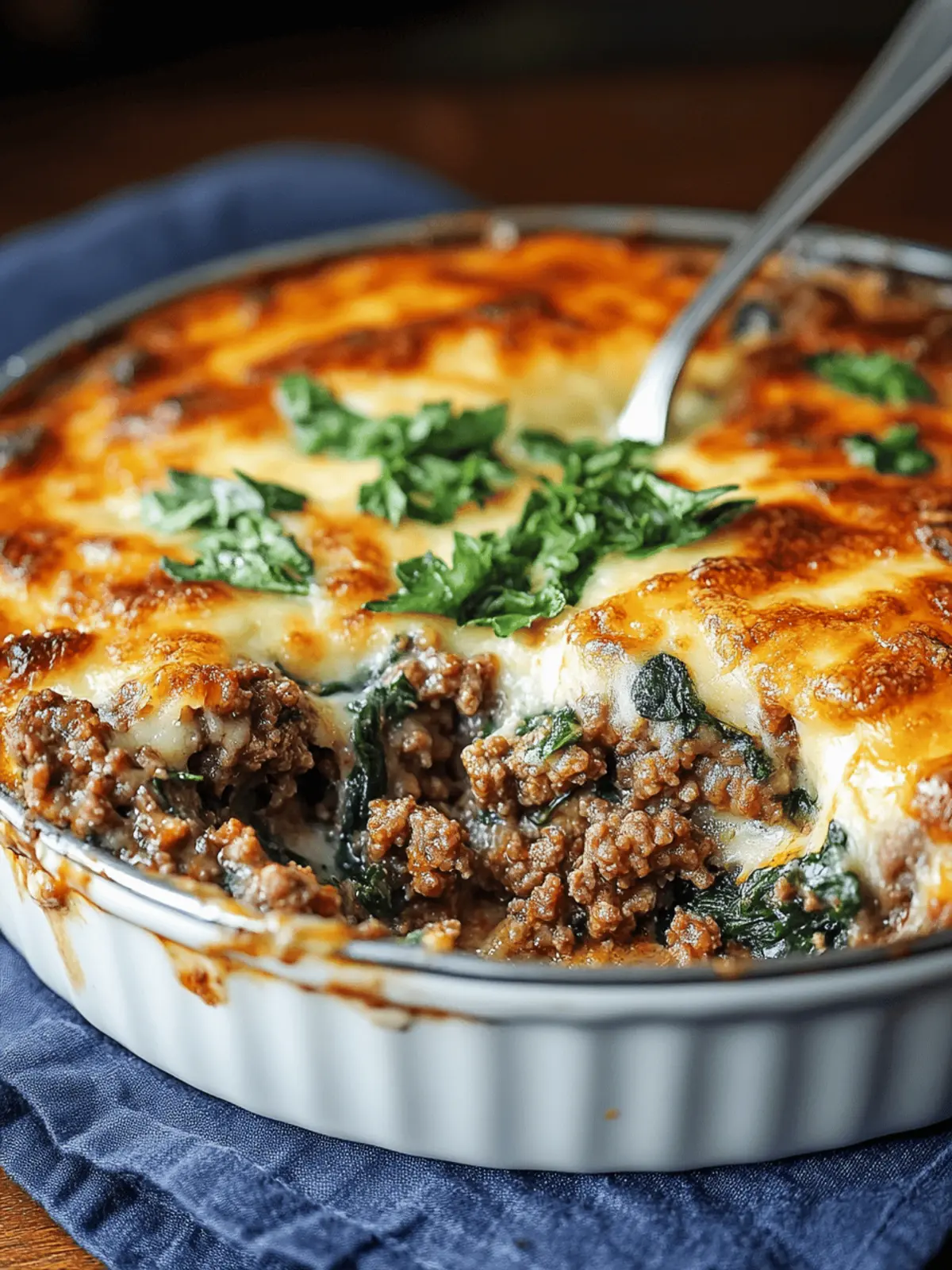 Ground Beef & Spinach Casserole