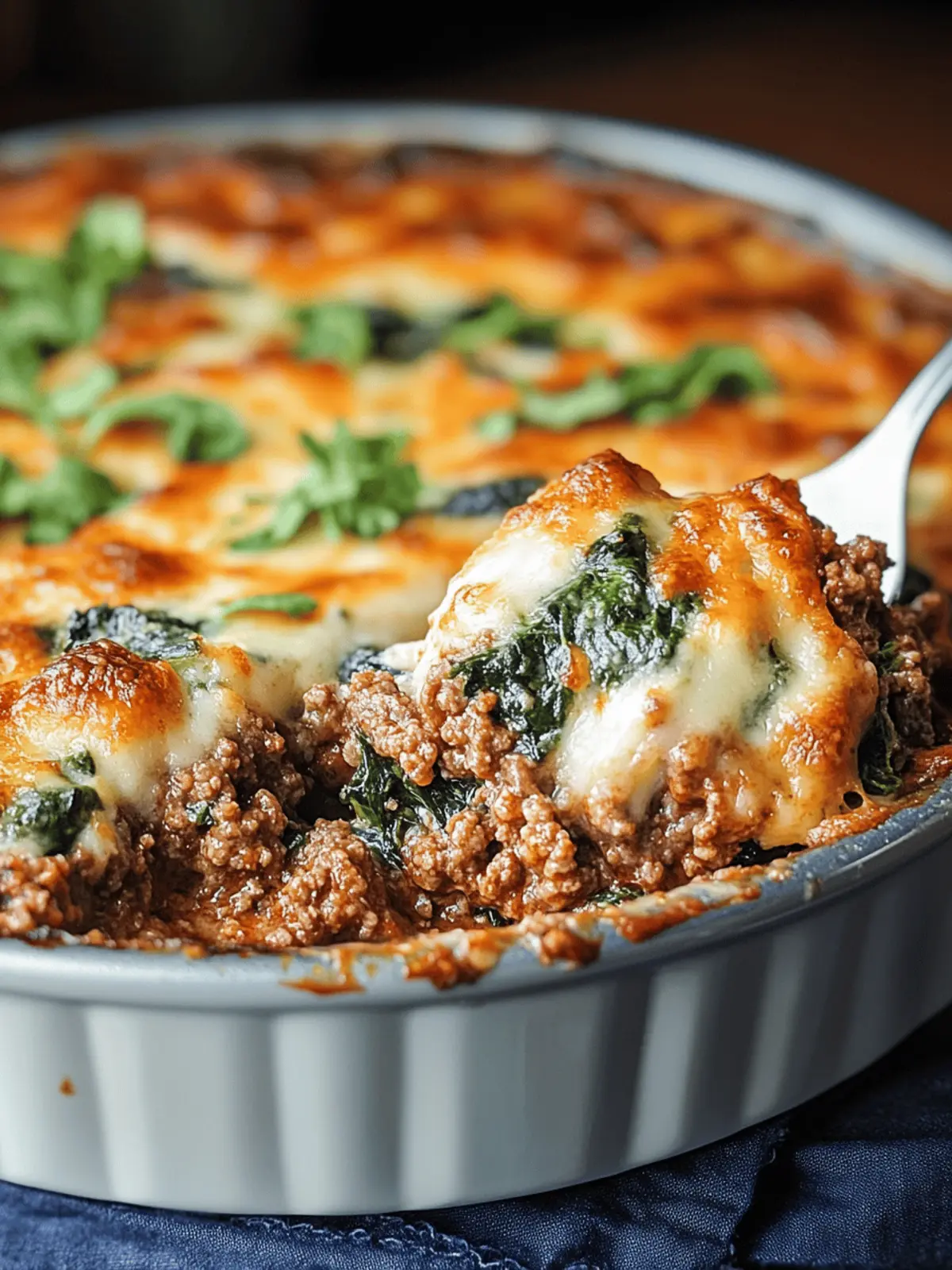 Ground Beef & Spinach Casserole
