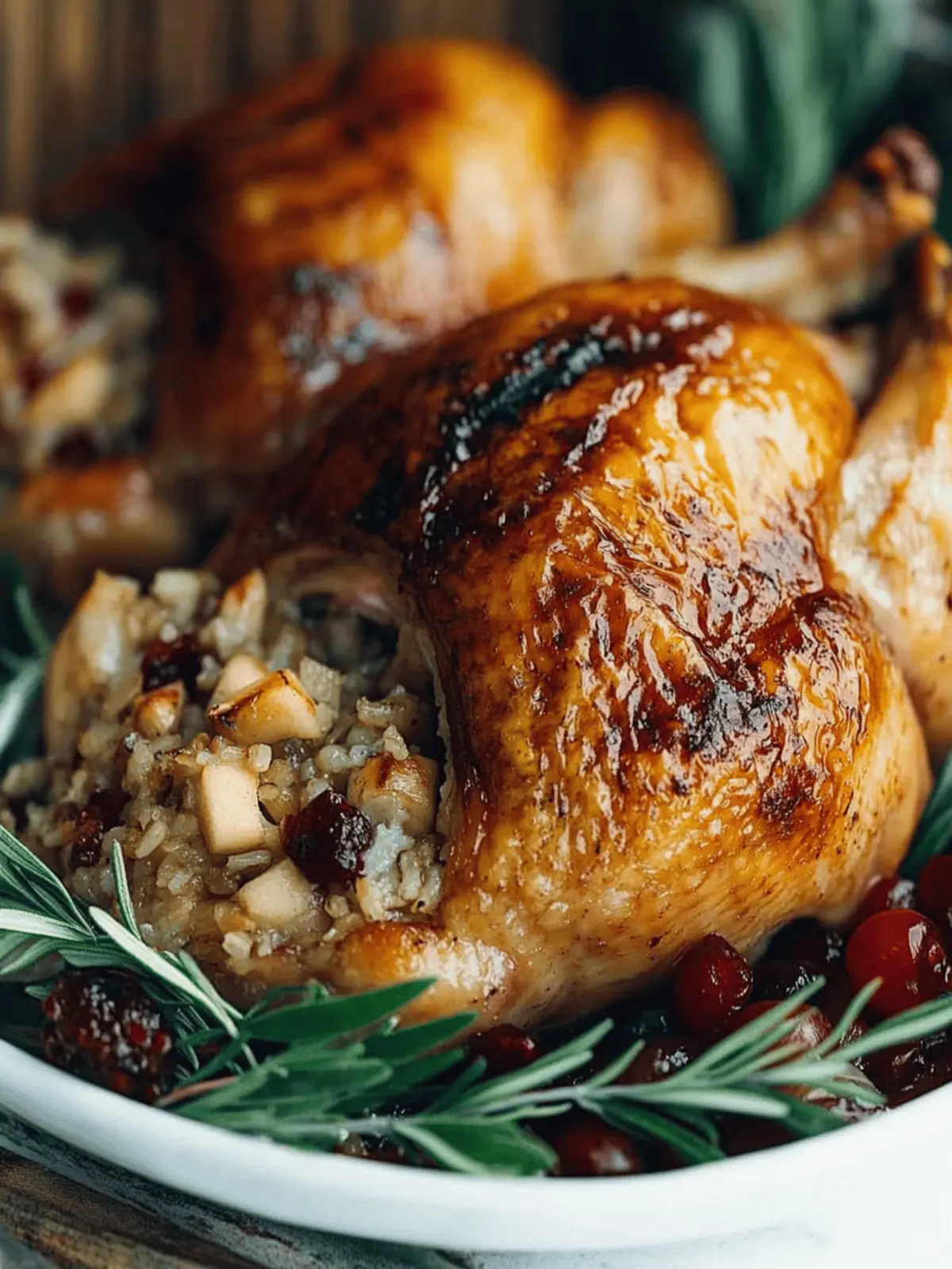 Cornish Hens with Apple-Cranberry Rice Stuffing