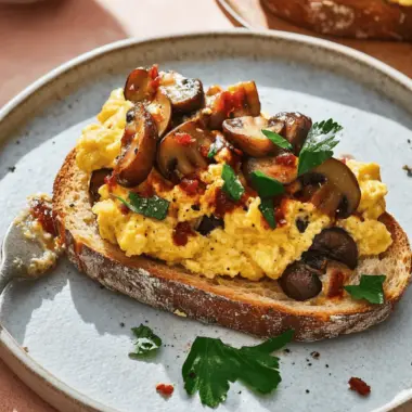 Chilli Oil Mushrooms with Creamy Scrambled Eggs on Sourdough 9 Chilli Oil Mushrooms with Scrambled Eggs on Sourdough