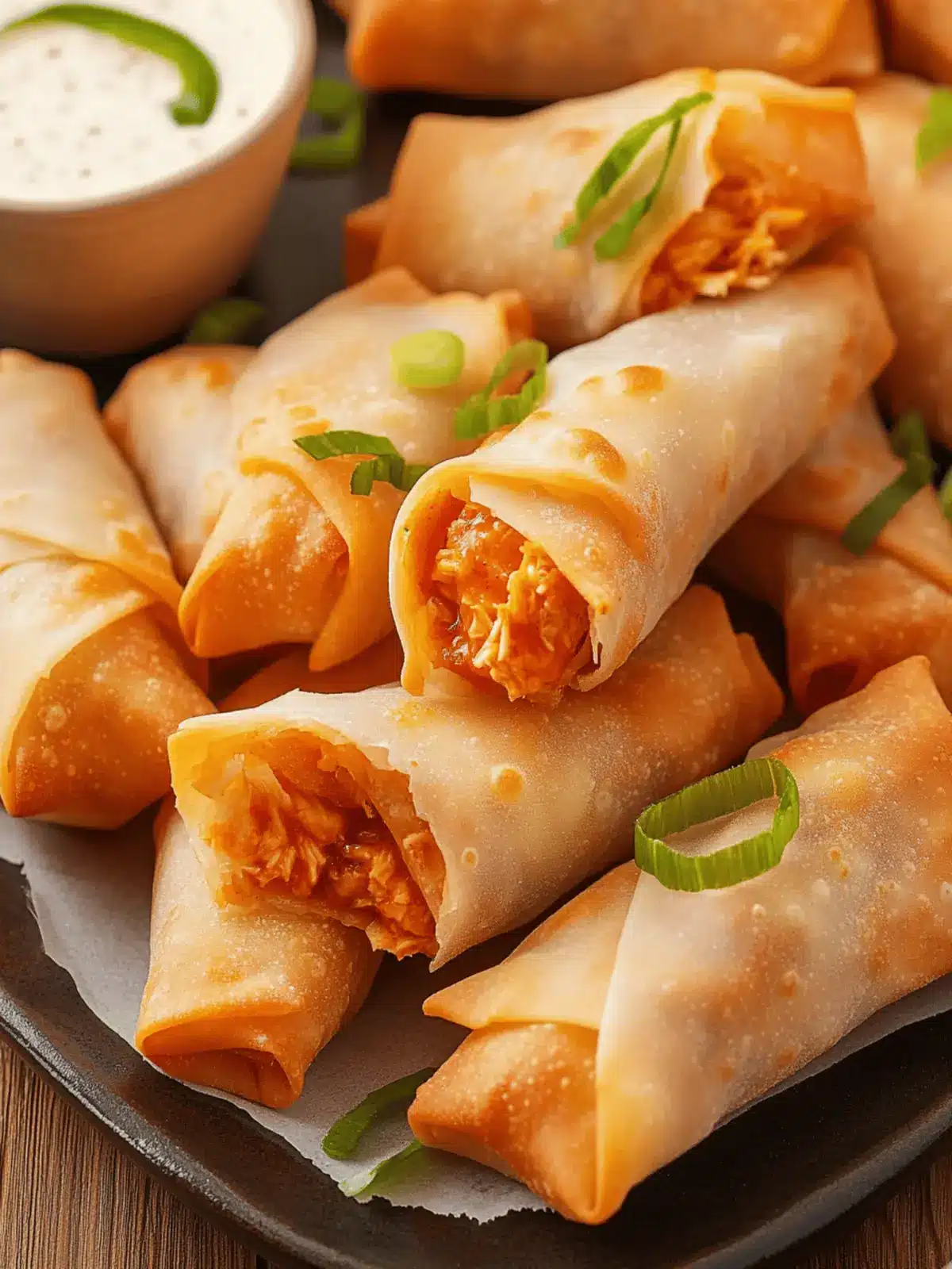 Oven-Baked Buffalo Chicken Egg Rolls