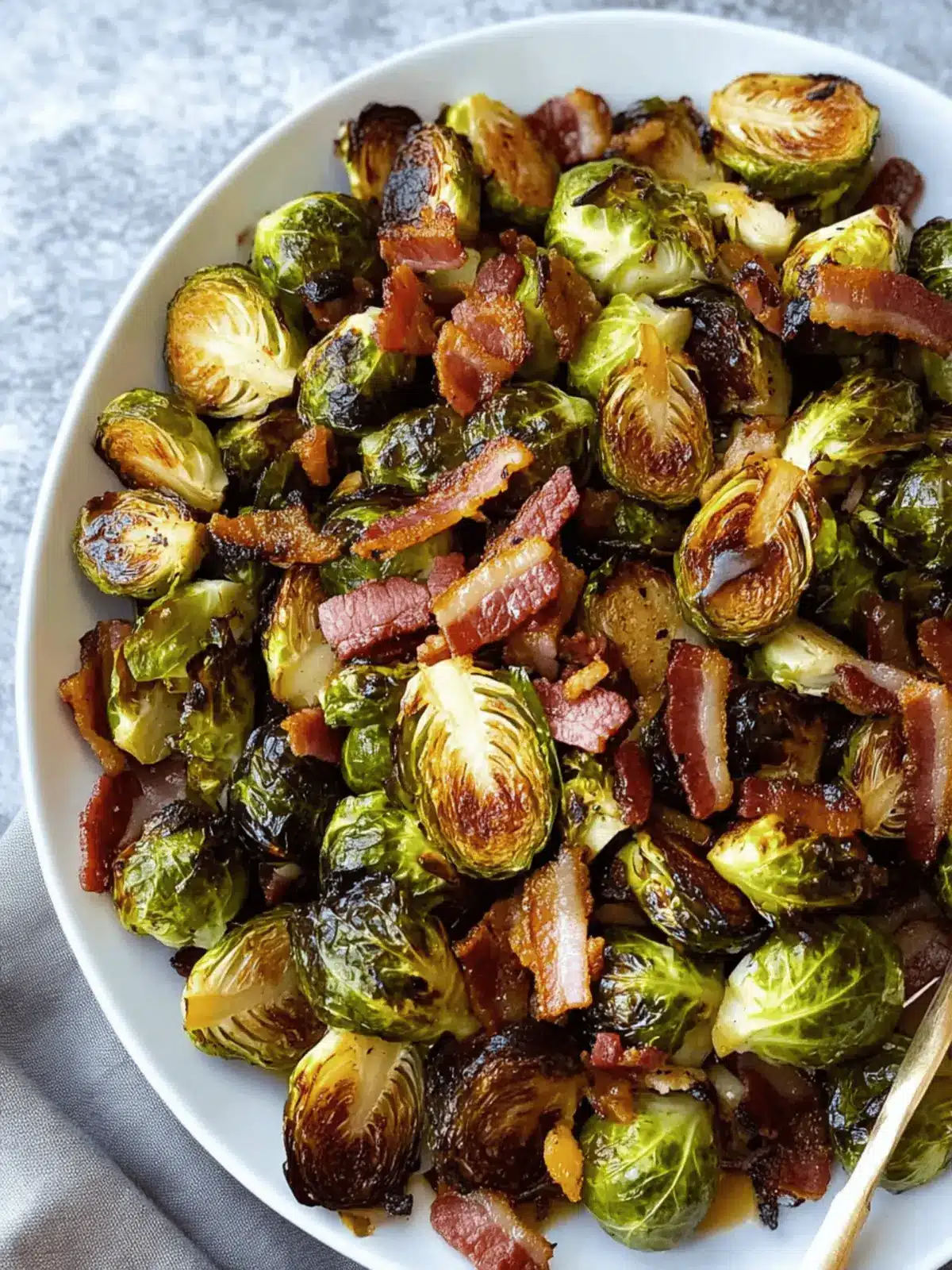 Roasted Brussels Sprouts with Maple Syrup & Bacon
