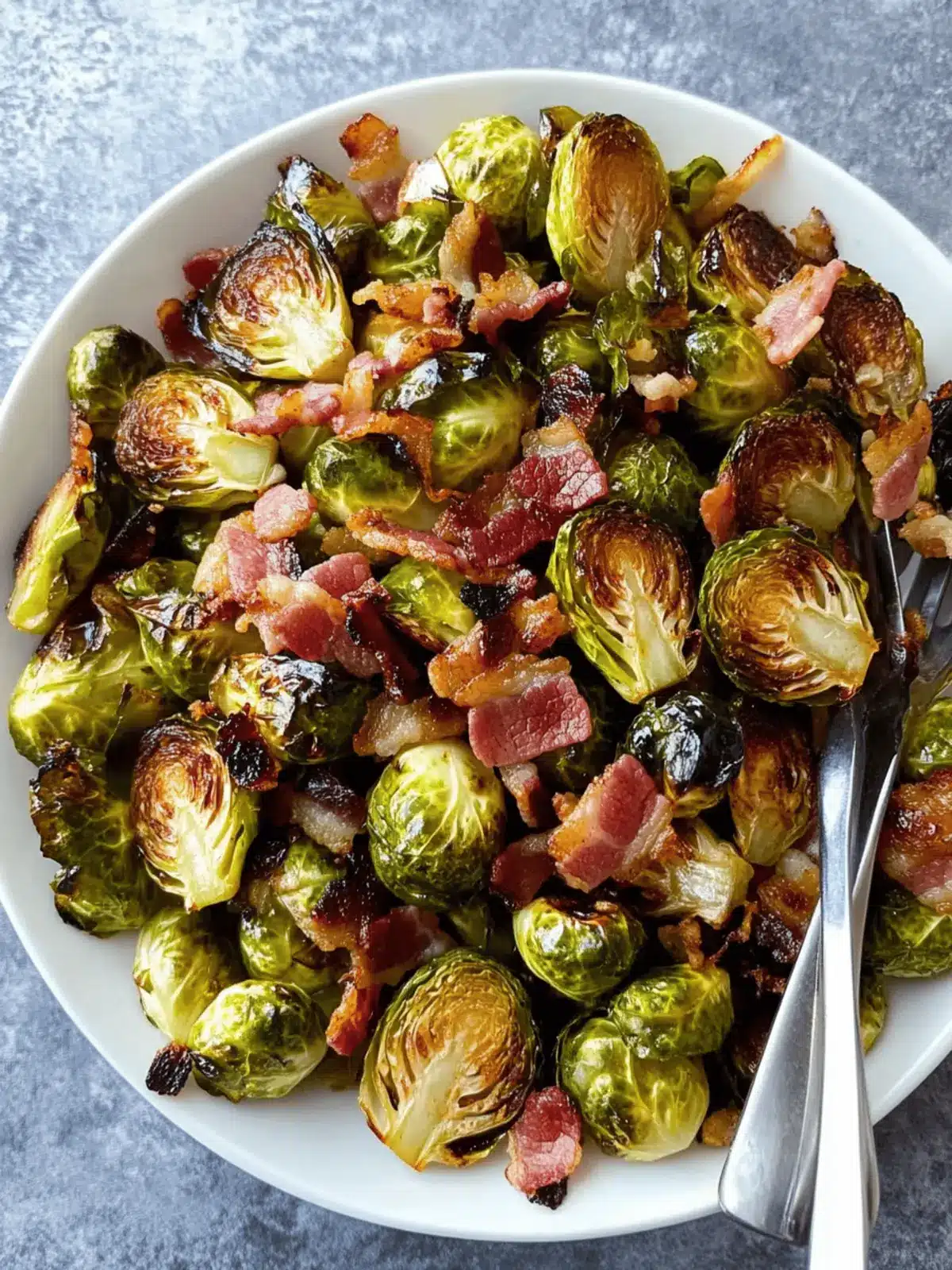 Roasted Brussels Sprouts with Maple Syrup & Bacon