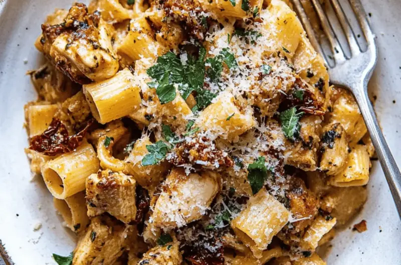 Roasted Butternut Squash and Sun-Dried Tomato Chicken Pasta