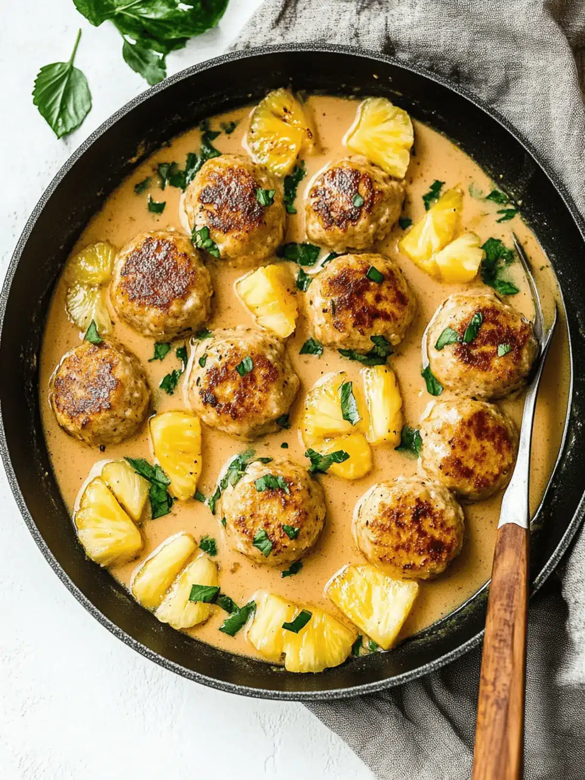 Savory Chicken Meatballs with Pineapple Coconut Sauce Delight 2 Chicken Meatballs with Pineapple Coconut Sauce