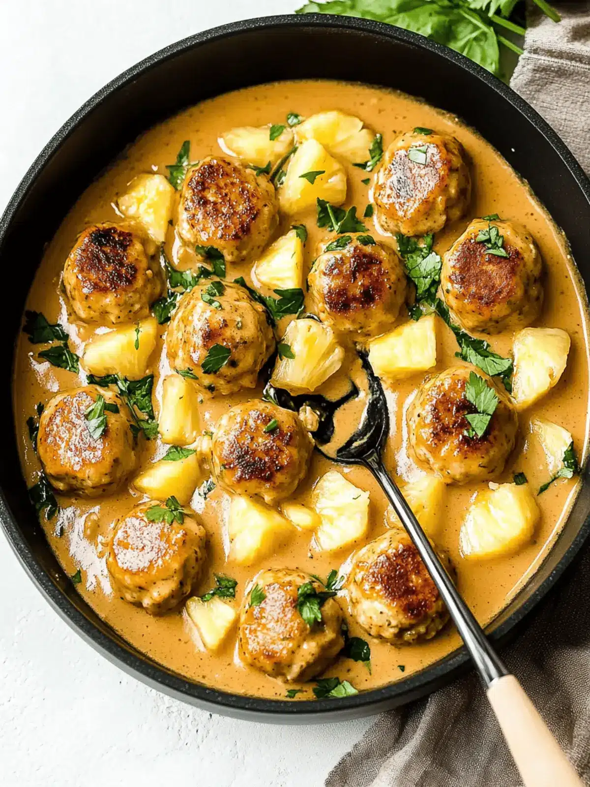 Savory Chicken Meatballs with Pineapple Coconut Sauce Delight 5 Chicken Meatballs with Pineapple Coconut Sauce