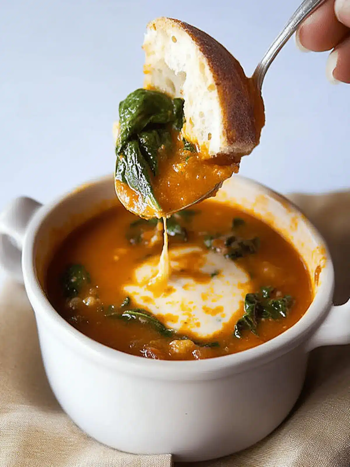 Caprese Tomato Spinach Soup
