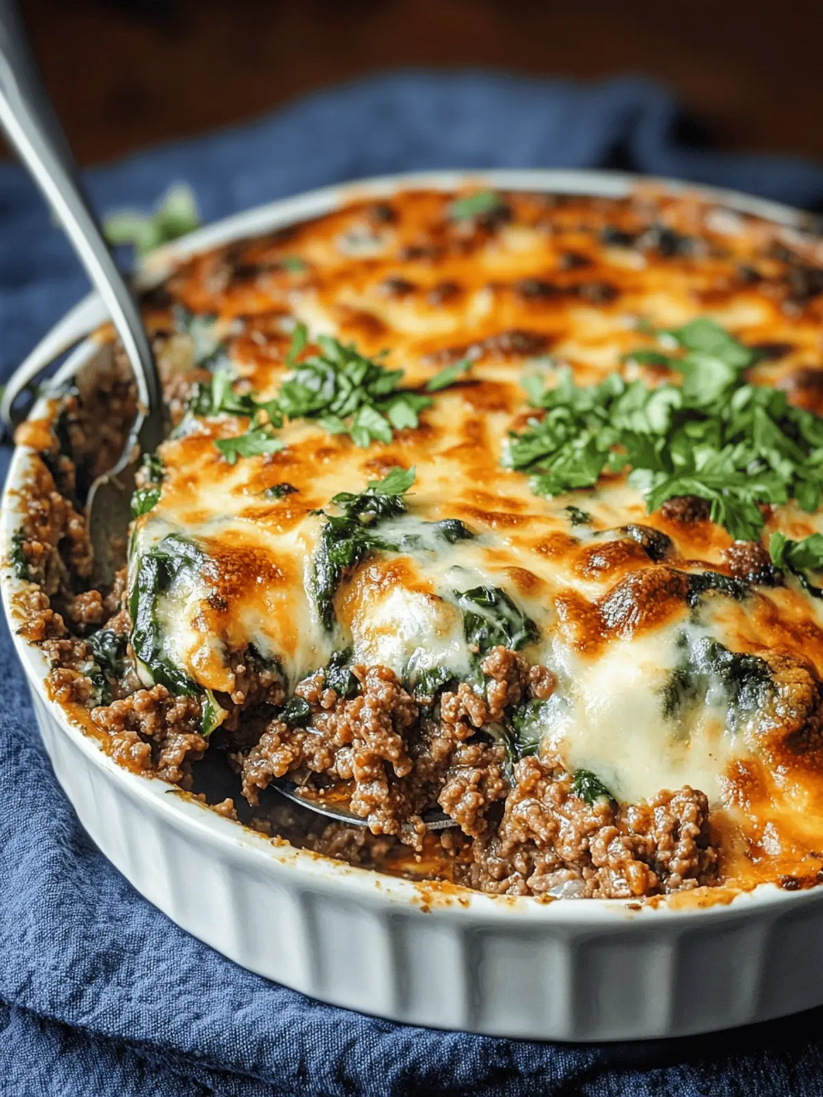 Ground Beef & Spinach Casserole