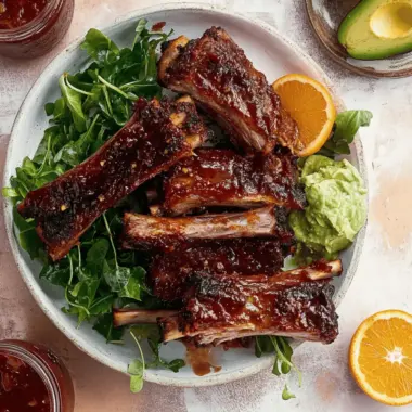 Savory Smoky Blood Orange BBQ Ribs with Avocado Butter Greens 10 Smoky Blood Orange BBQ Ribs with Avocado Butter Greens.