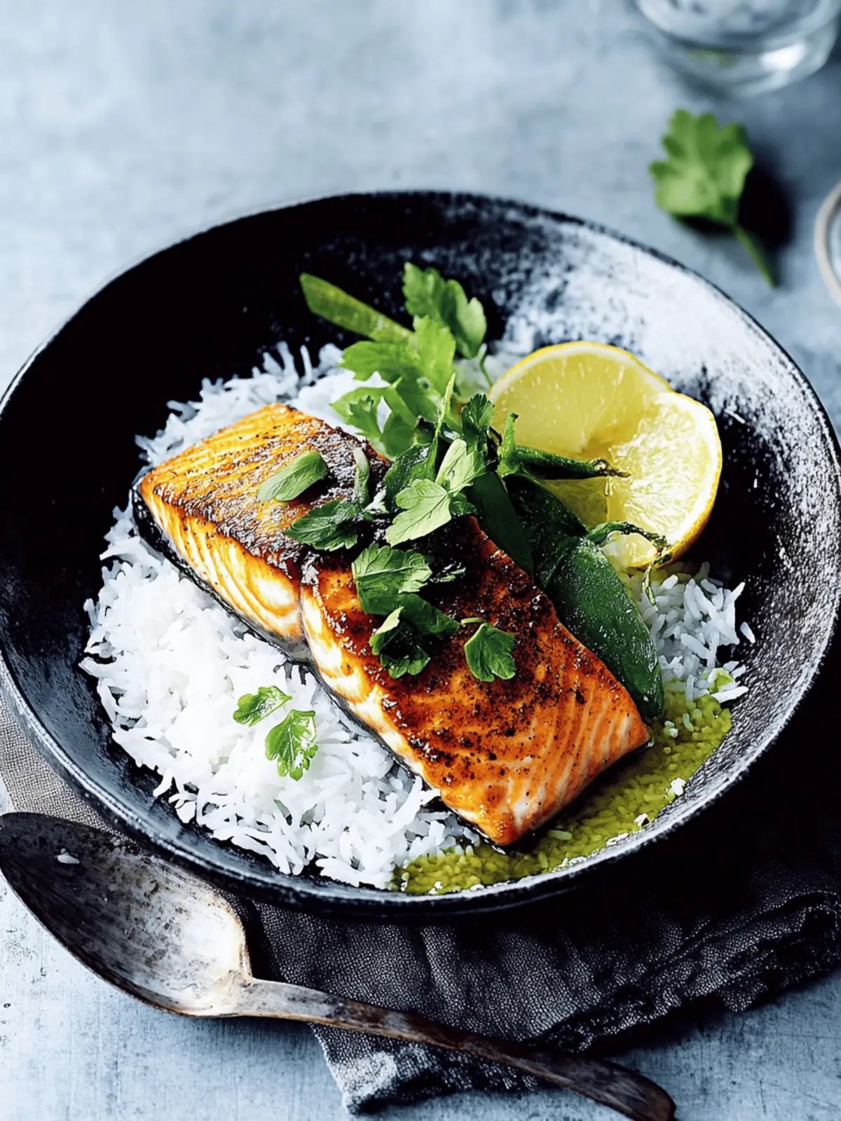 Caramelised Lemongrass Salmon With Coconut Rice