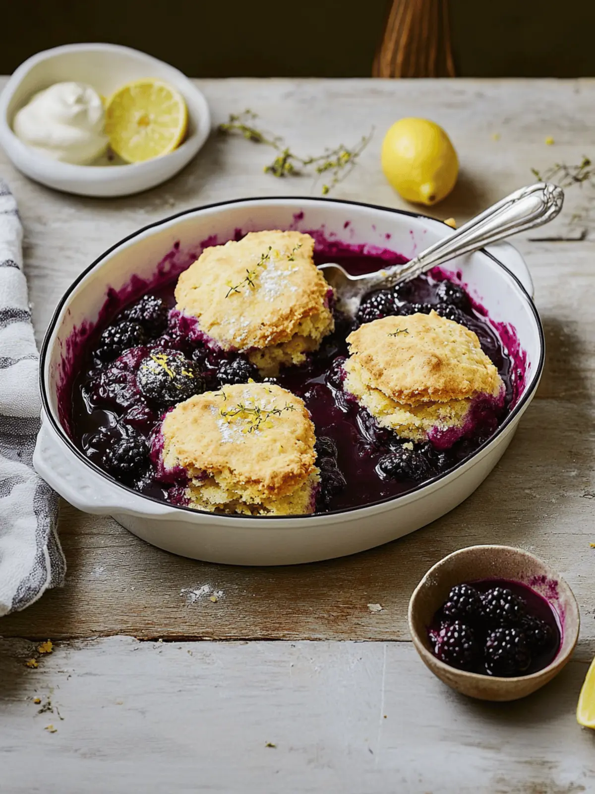 Blackberry Cobbler with Cornmeal Biscuits and Lemon Zest