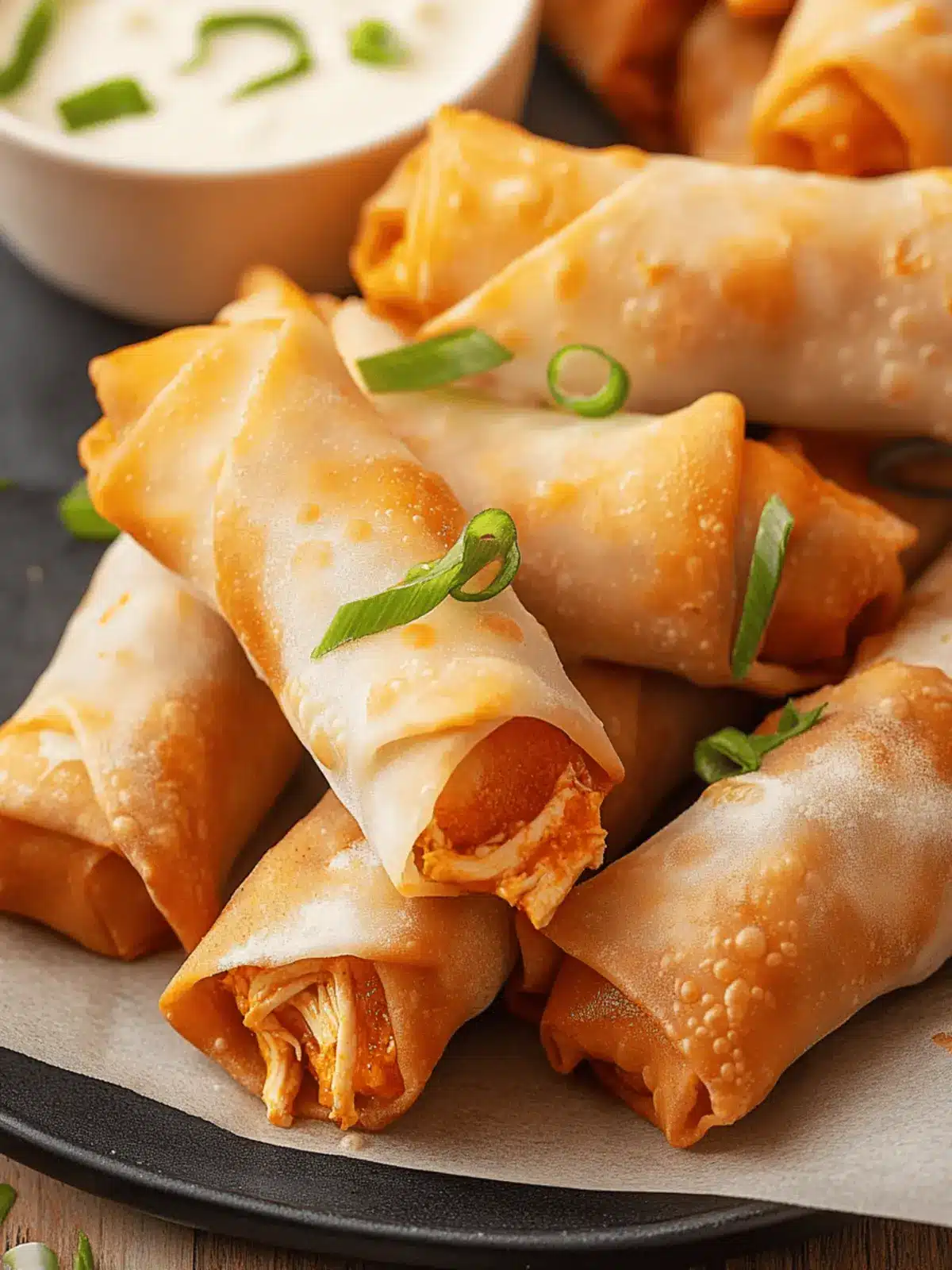 Oven-Baked Buffalo Chicken Egg Rolls