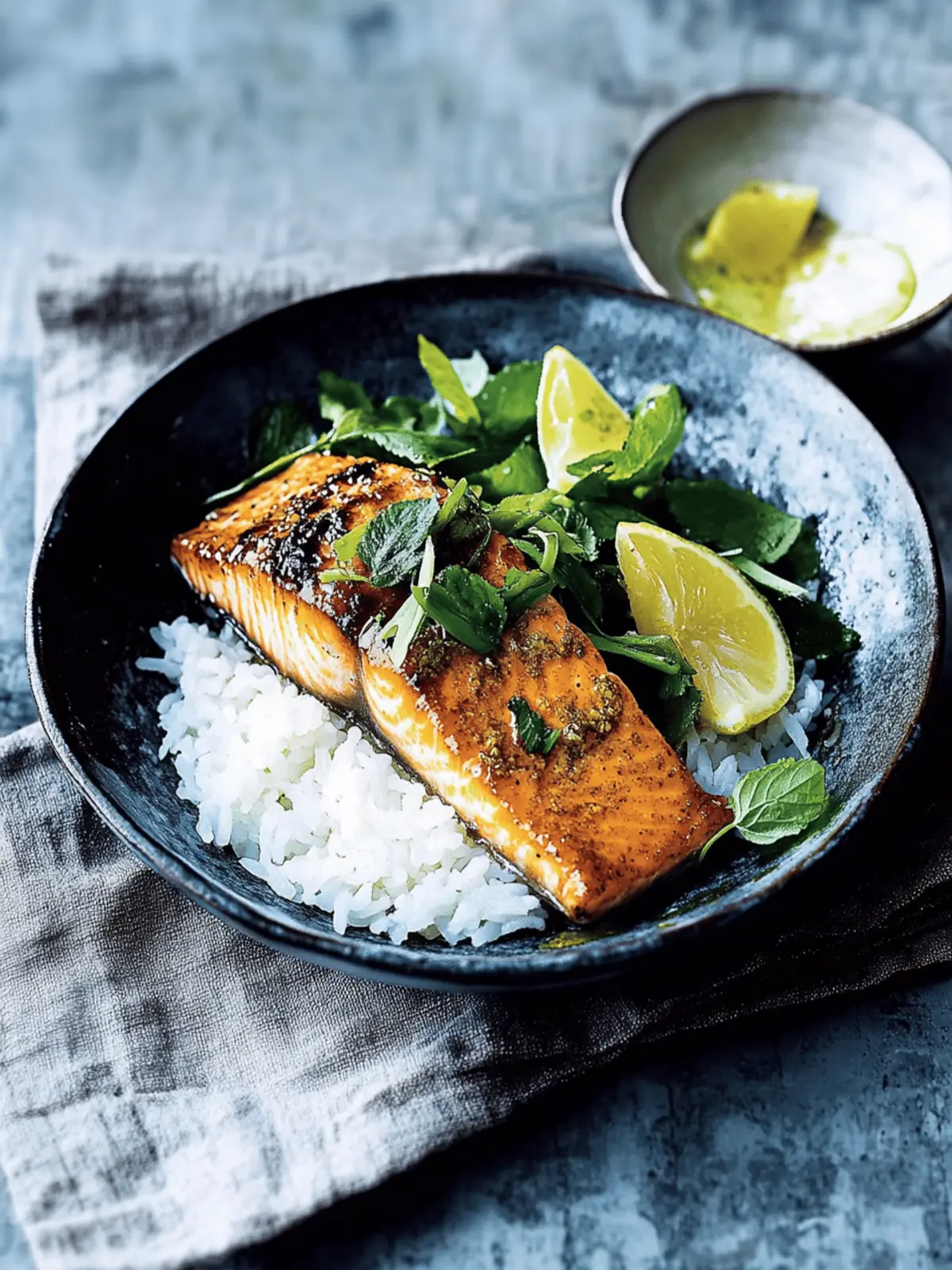 Caramelised Lemongrass Salmon With Coconut Rice