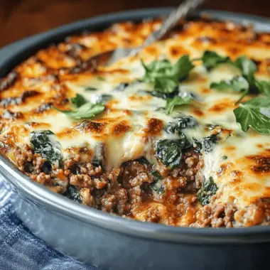 Ground Beef & Spinach Casserole