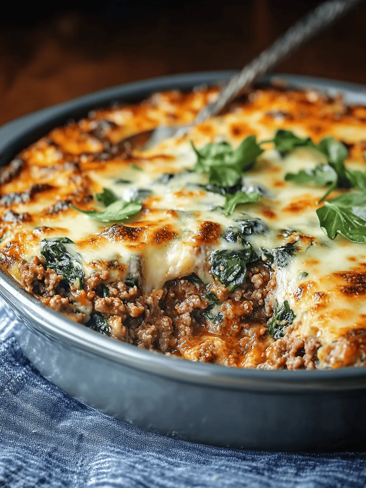 Ground Beef & Spinach Casserole