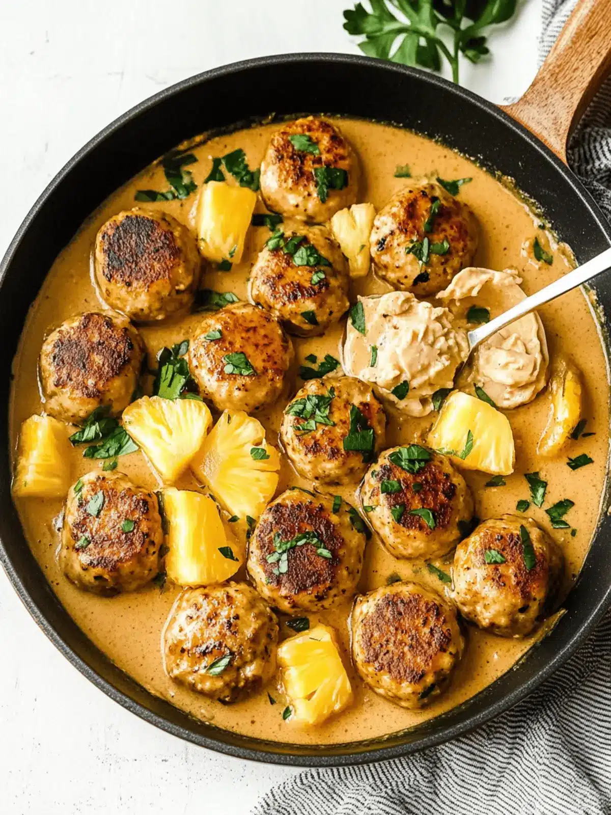Savory Chicken Meatballs with Pineapple Coconut Sauce Delight 3 Chicken Meatballs with Pineapple Coconut Sauce