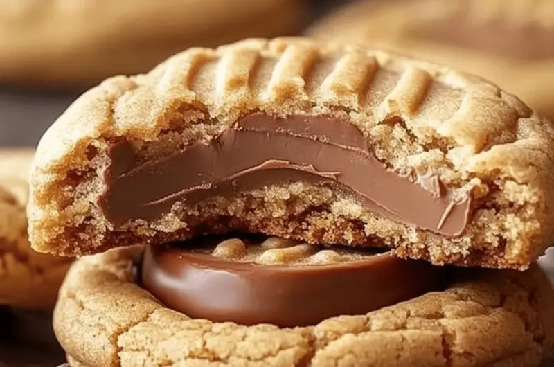 Peanut Butter Cookies Stuffed with Chocolate Cups