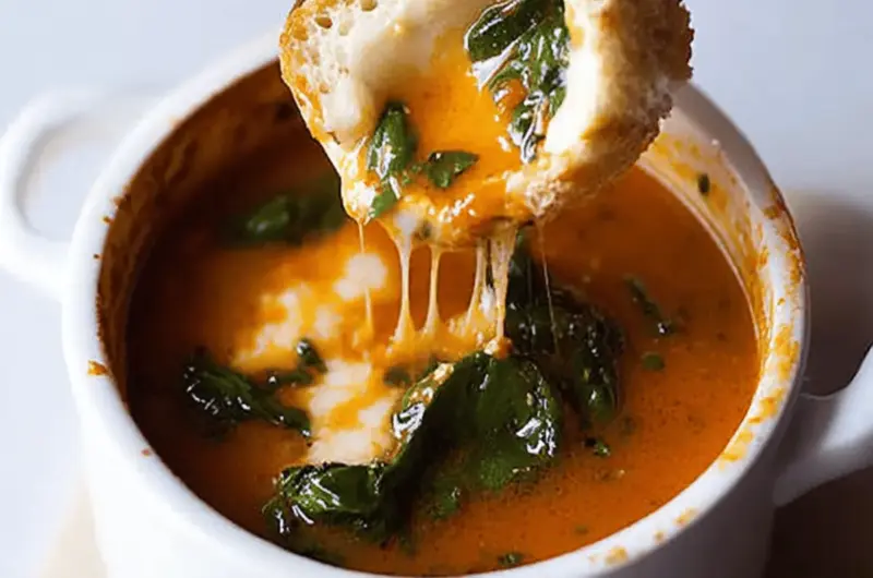 Caprese Tomato Spinach Soup