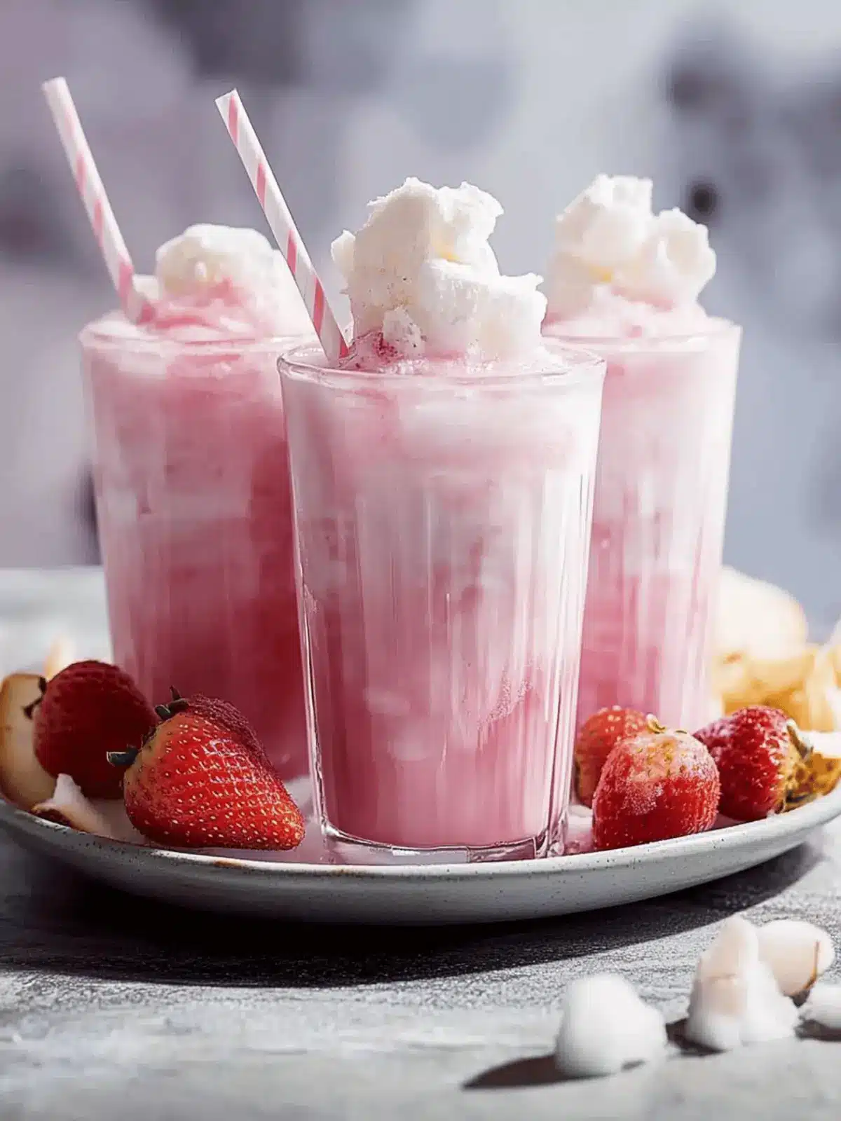 Sip the Bliss: Pink Strawberry Coconut Refresher Delight 3 Pink Strawberry Coconut Refresher