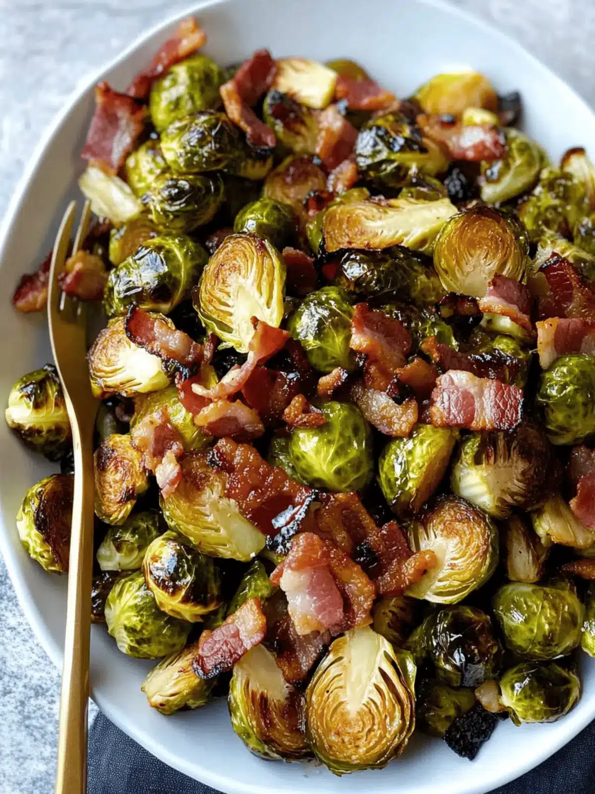 Roasted Brussels Sprouts with Maple Syrup & Bacon